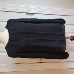 White House Black Market Black Lace Trim Blouse Size 6 Small